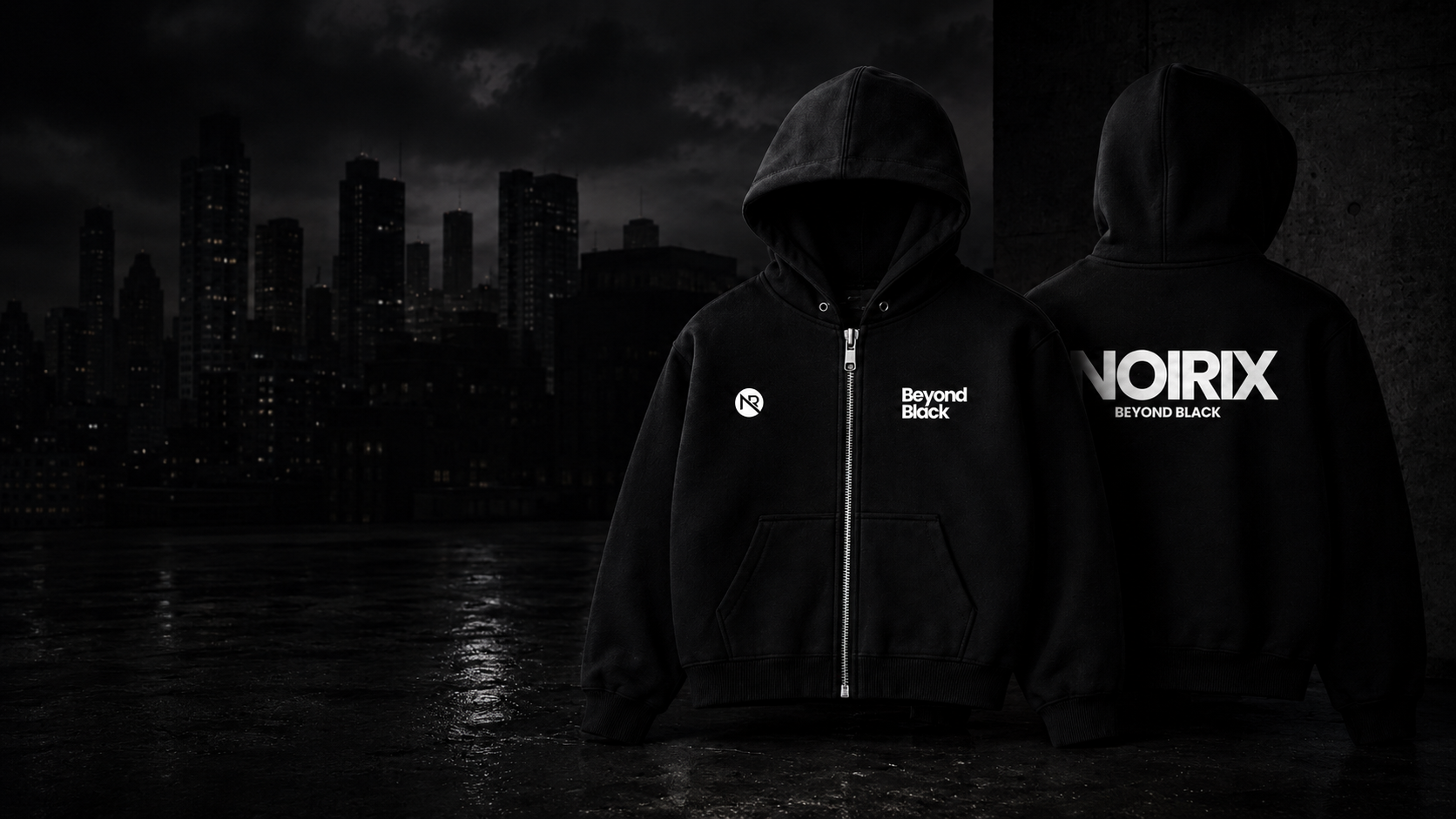 NOIRIX Drop 001 hoodie campaign